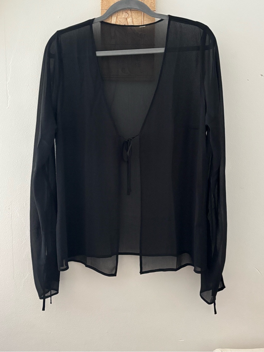 Victoria's Secret Sheer Black Tie-Front Blouse